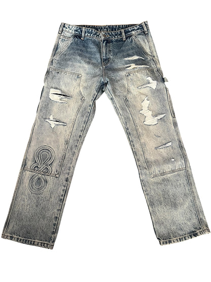 Blue denim trousers