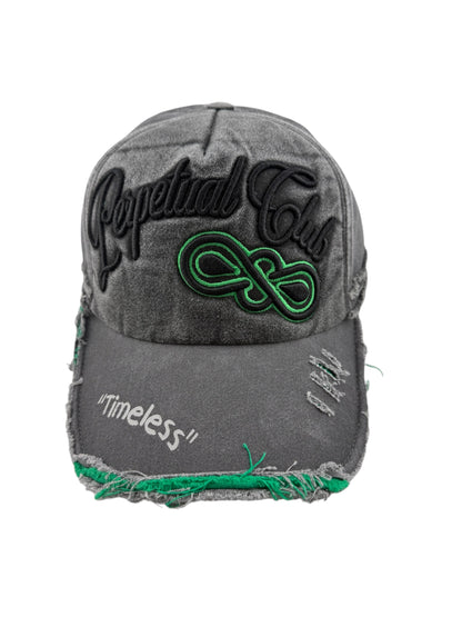 Charcoal Grey & Green Raw Cap